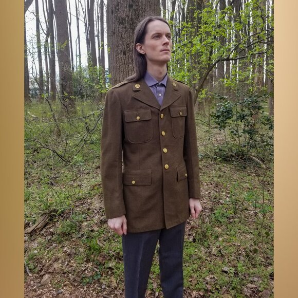 Vintage WWII 1940s USAAF Wool Dress Jacket Tunic - Picture 3 of 14